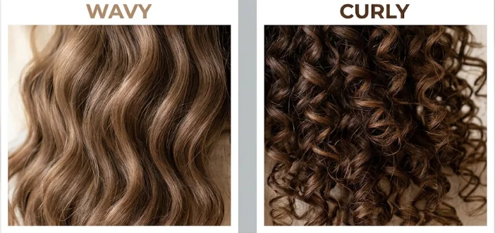 Wavy hair versus curly hair texture comparison