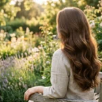 Woman with long healthy hair in natural light